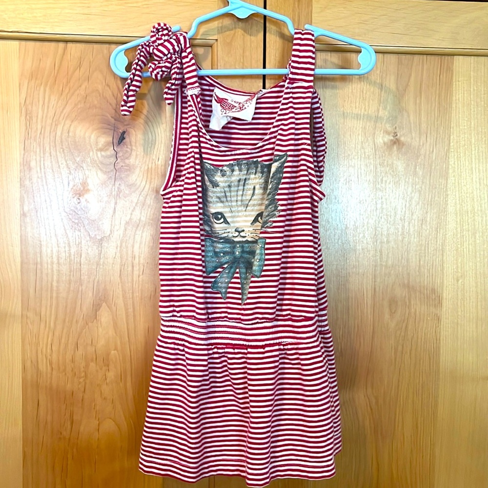 Paper wings 4 y/o striped kitten romper dress